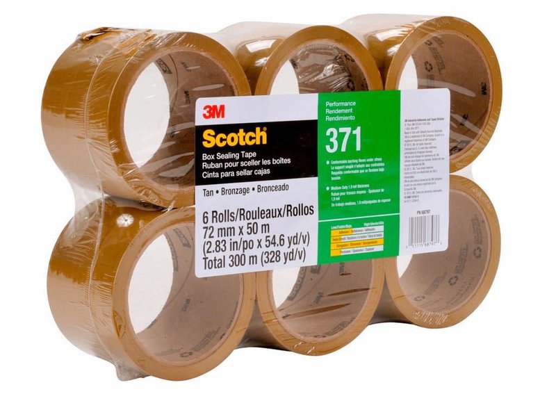 3M 371 Cinta de empaque Uso industrial Scotch 72 mm x 100 m