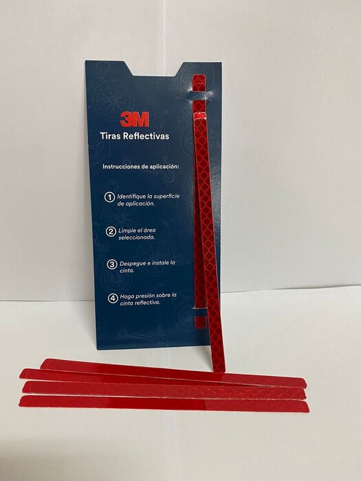 3M Cinta reflectiva (Paquete con 12 tiras) Rojo 7 mm X 145 mm