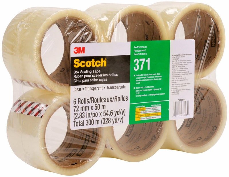 3M 371 Cinta de empaque Uso industrial Scotch 72 mm x 100 m