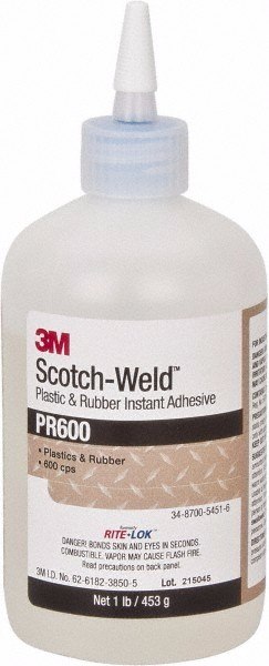 3M PR600 Plastic & Rubber Instant Adh, 1 Lb Btl, 1/Cs